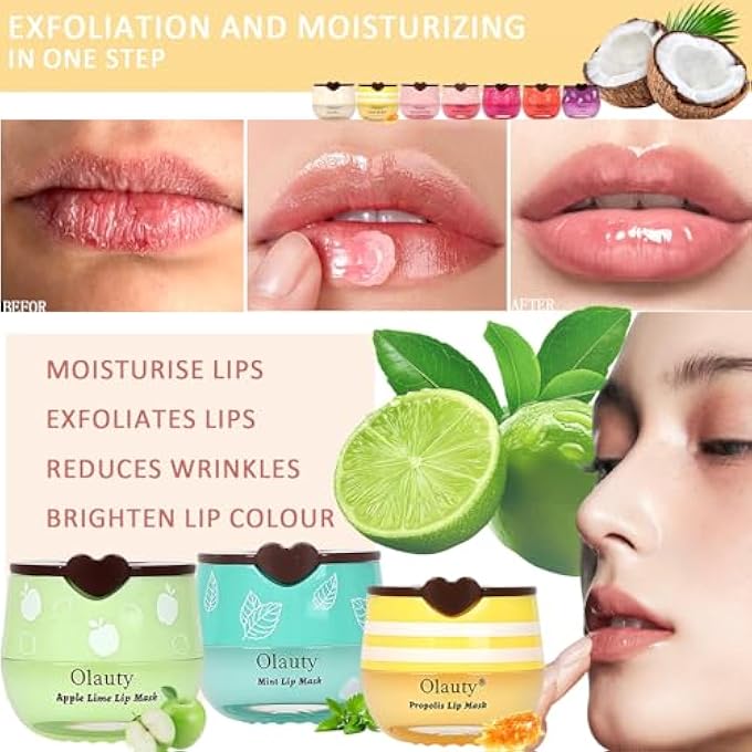 OLAUTY 9PCS BEE LIP BALM HONEY POT,HONEY LIP BALM BULK,HYDRATING SLEEPING LIPS MASK OVERNIGHT WITH STICKS,LIPS MASK HONEYPOT MOISTURIZING REDUCE LIP LINES,HYDRATING PREVENTION DRY &CRACKED LIPS CARE - Image 2